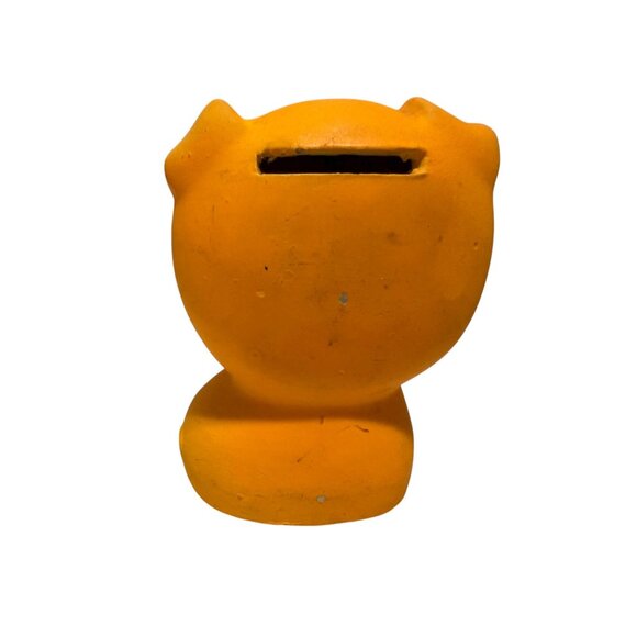 Vintage Floral Orange Piggy Bank Ceramic Hand Painted Japan Decor - Picture 2 of 6